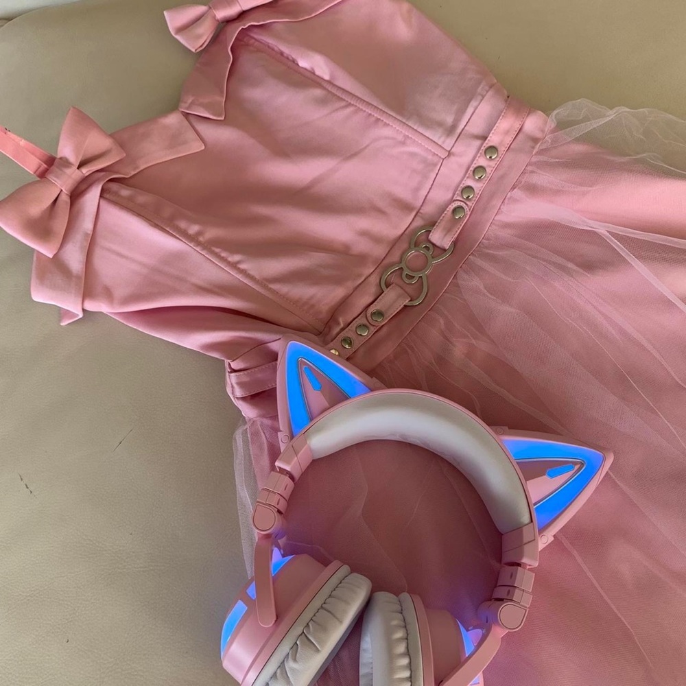 Hello Kitty x Dolls Kill Pink Satin Party Dress - Picture 1 of 4